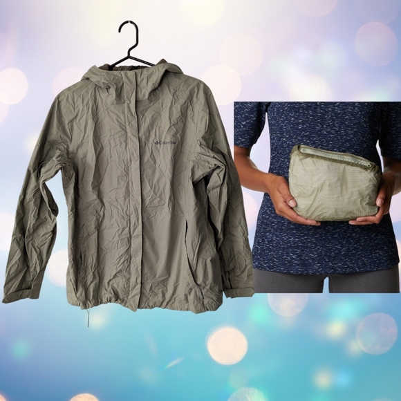 Columbia Jackets & Blazers - Columbia Women's Packable Hooded Rain Jacket Light Green Size L☔